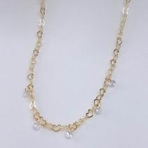 Choker Corrente de Corações com Zirconias Penduradas