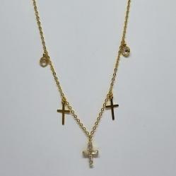 Choker Cruz de Baguete e Zirconia 