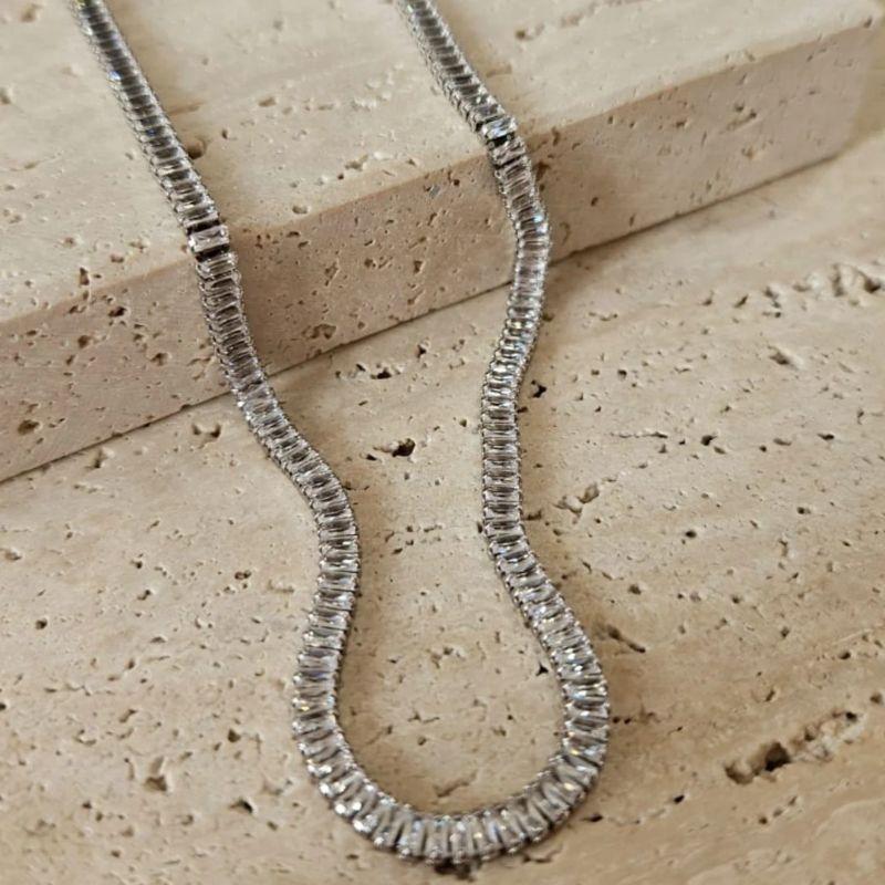 Choker Rivieira Baguete Cristal Inteira