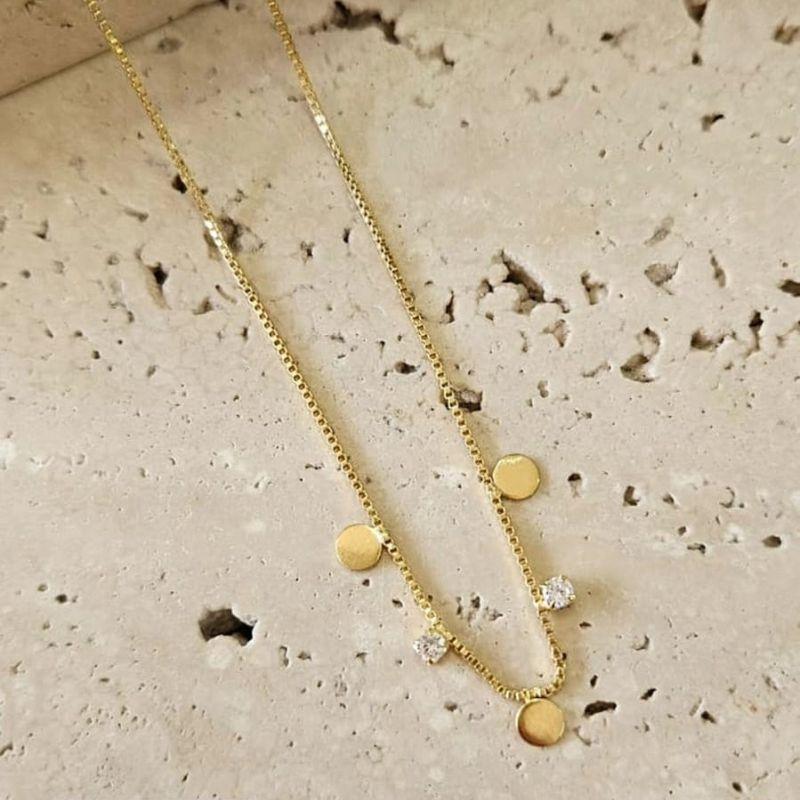 Gargantilha Circulos e Zirconias 40+5cm