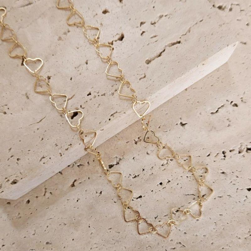 Gargantilha Corações Vazados 45cm