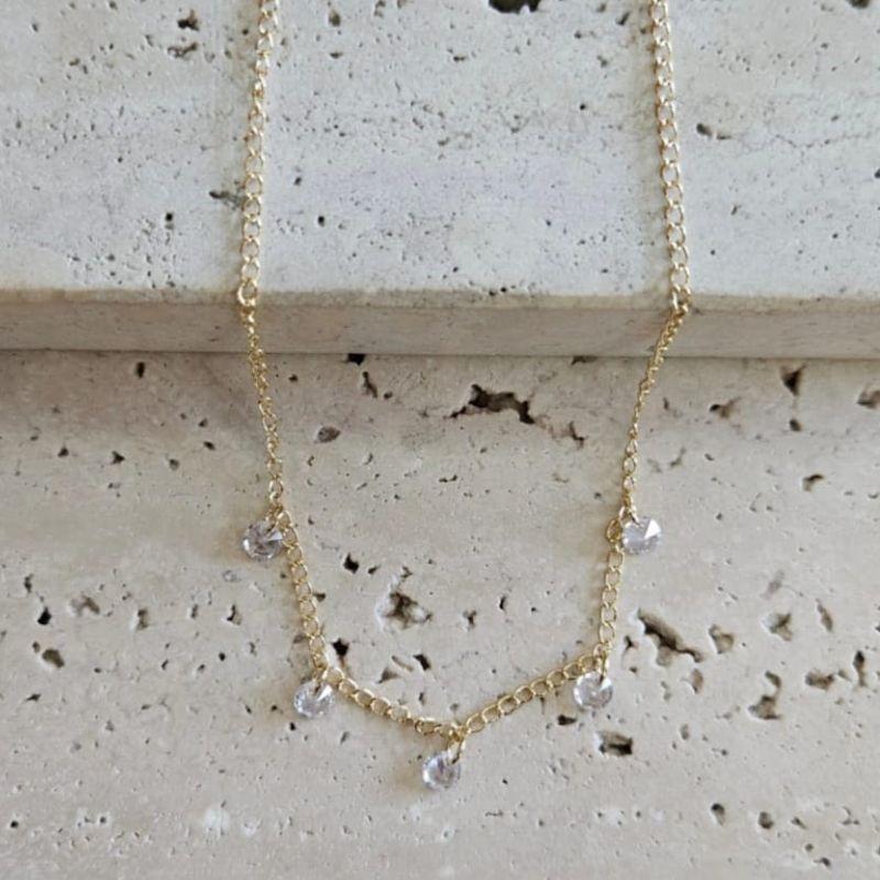 Gargantilha Infantil Zirconias Penduradas 35cm