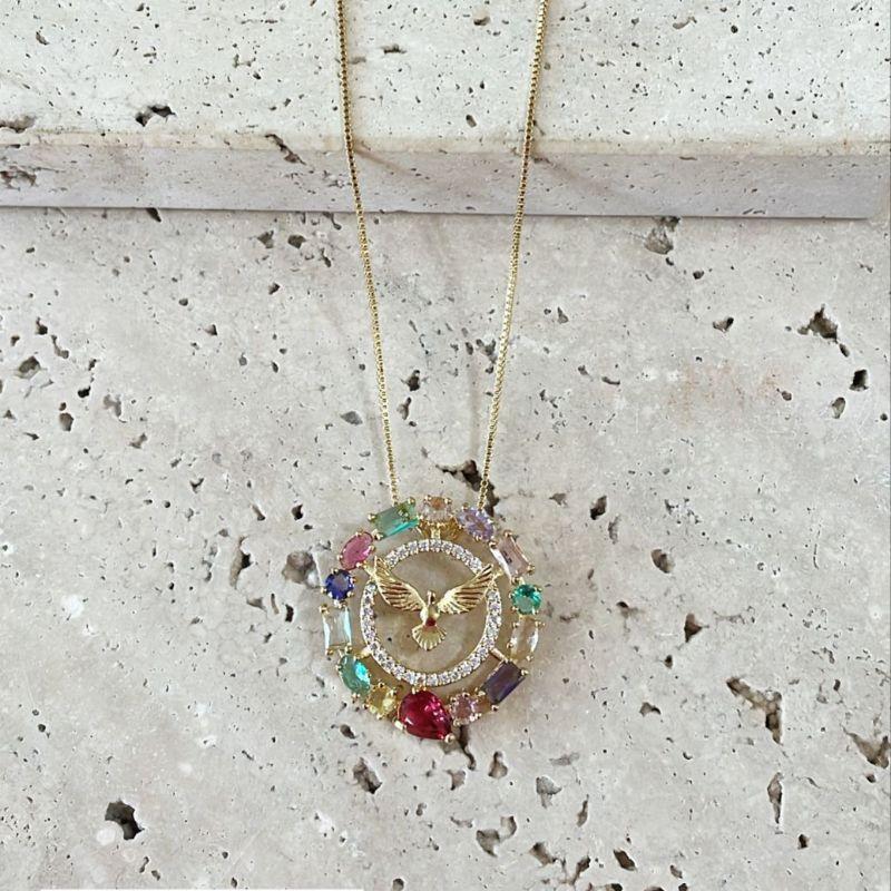 Gargantilha Mandala Espirito Santo Zirconias Colors 45cm