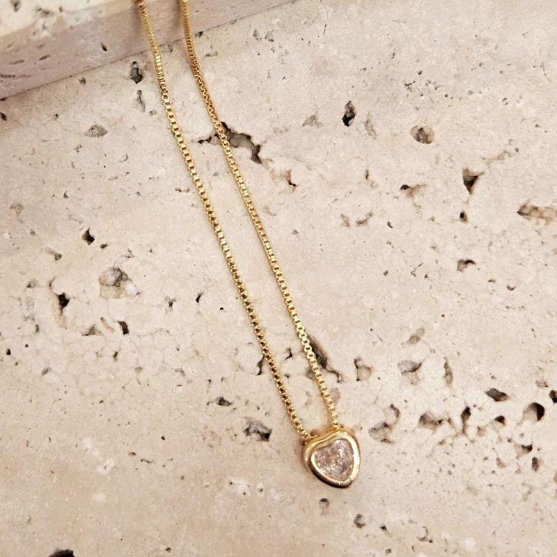 Gargantilha Ponto de Luz Coração Caixa 45cm