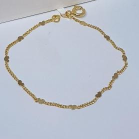 Pulseira Corrente com Coração Amassadinho Baby 14cm