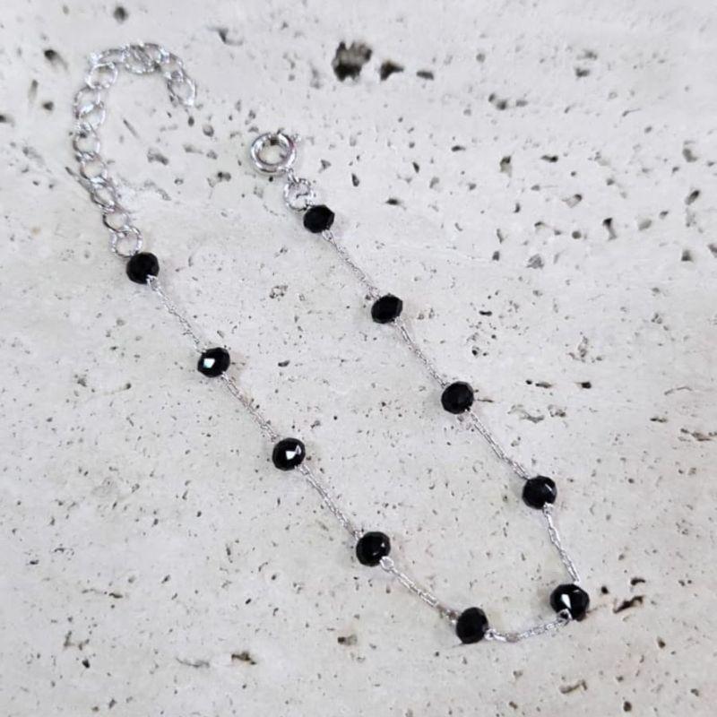 Pulseira Cristais Negros 18cm