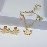 Pulseira Elefantinho Colorido Com Coração Pendurado