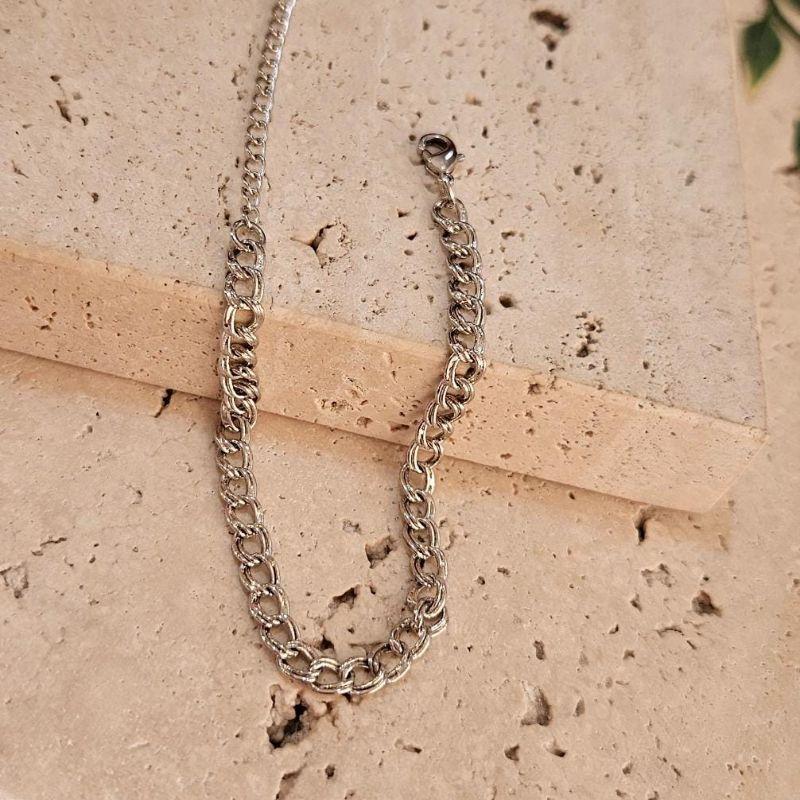 Pulseira Elos Duplo Liso e Craquelado Peq