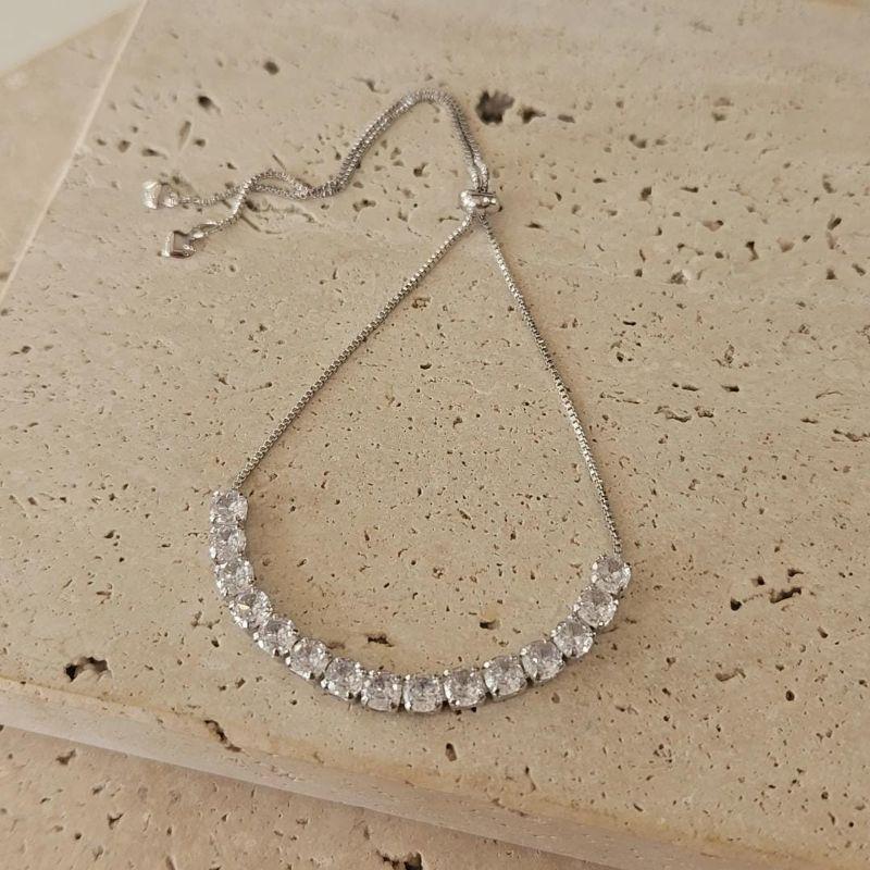 Pulseira Fio de Zirconias Cristal Ajustável R