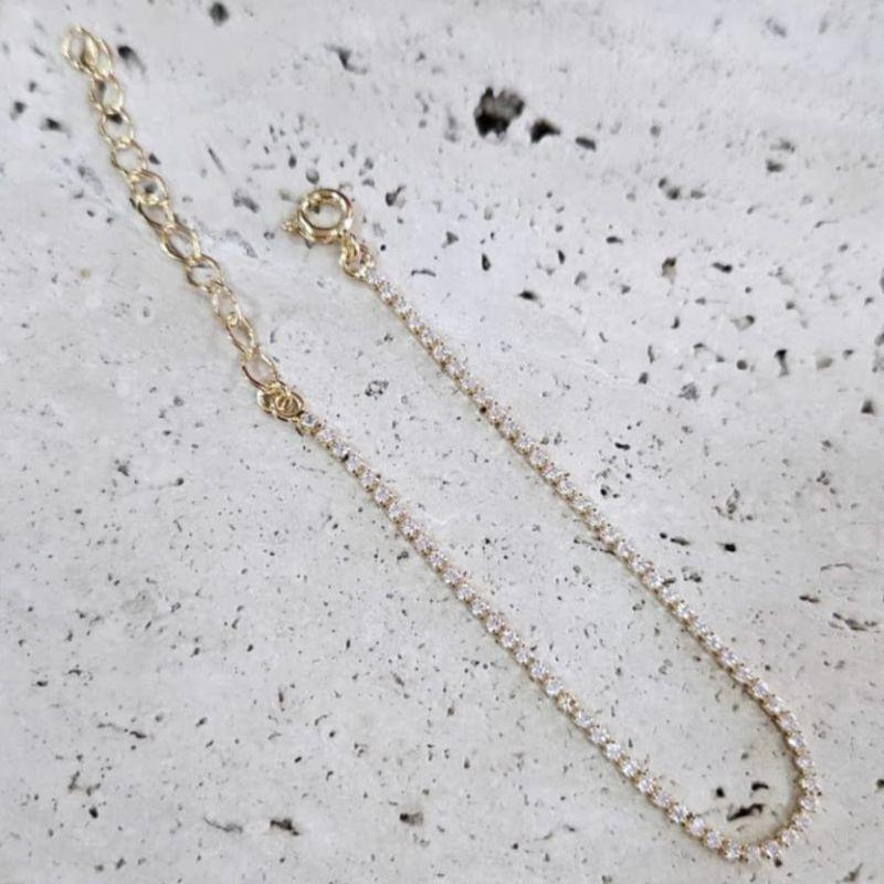 Pulseira Fio de Zirconias Fininha Ajustável