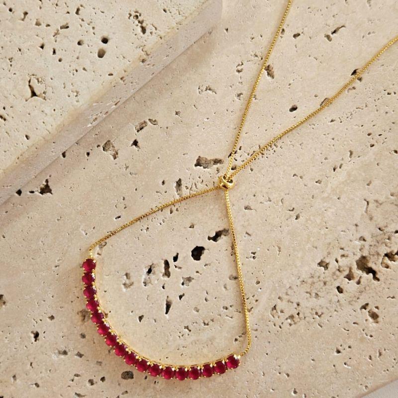 Pulseira Fio de Zirconias Rosa Gde Ajustável