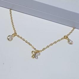 Pulseira Infantil Borboleta Cravejada Com Tyffani (12 cm)