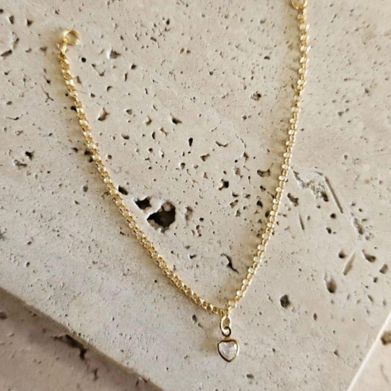 Pulseira Infantil Coração Pendurado 15cm