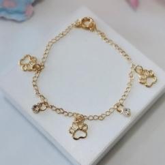 Pulseira Patinha e Zirconia 