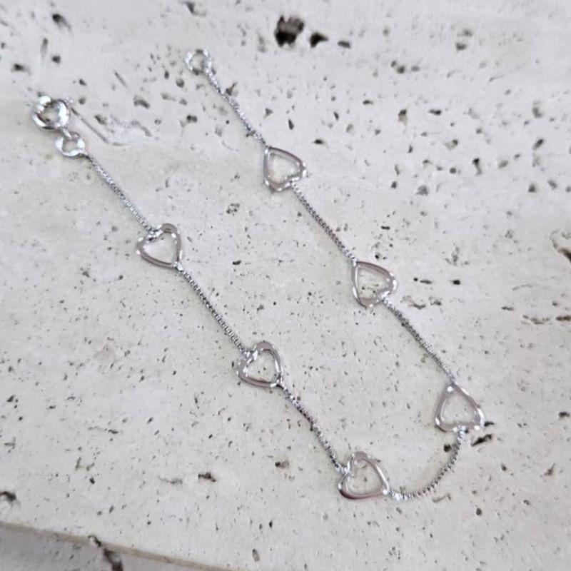 Pulseira Veneziana com Coração Vazado 18cm