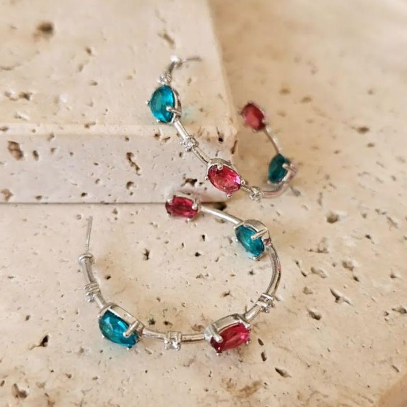 Brinco Argola Aberta Zircônia Candy Colors  R