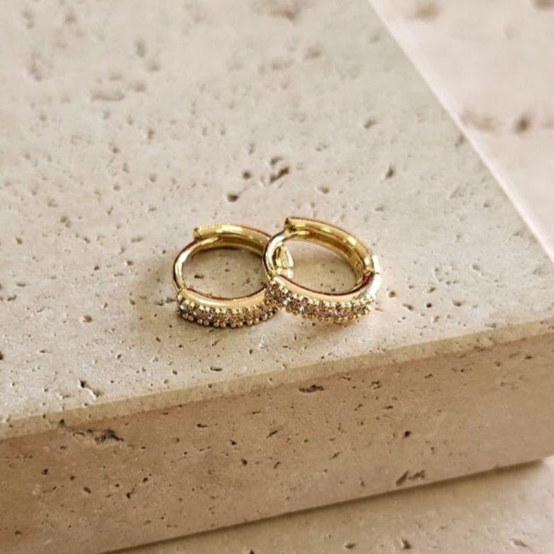 Brinco Argola Cravejada Fina Peq