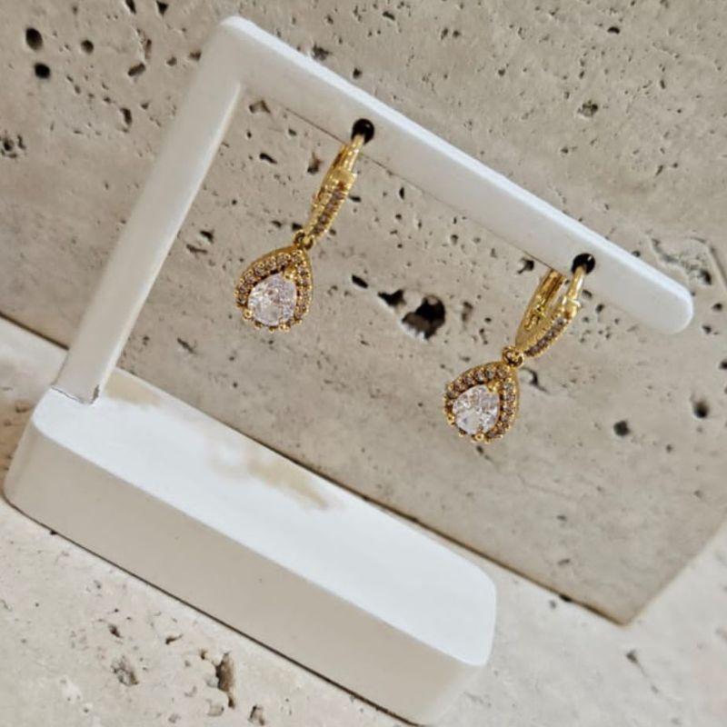 Brinco Argola Gota Cravejada