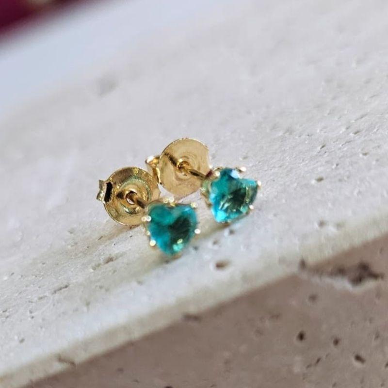 Brinco Coração Pedra Verde Mini