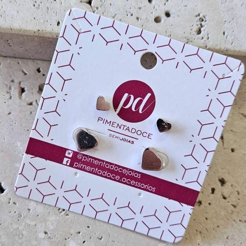 Brinco Dupla Coração Cheio