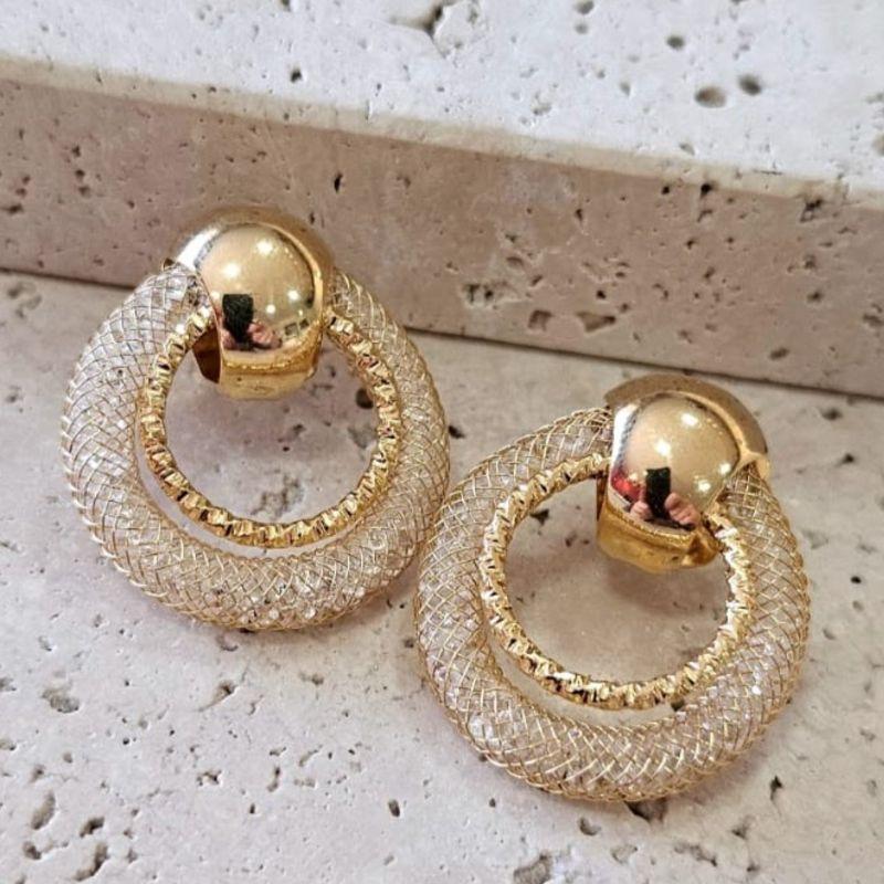 Brinco Tela Redondo com Zirconia