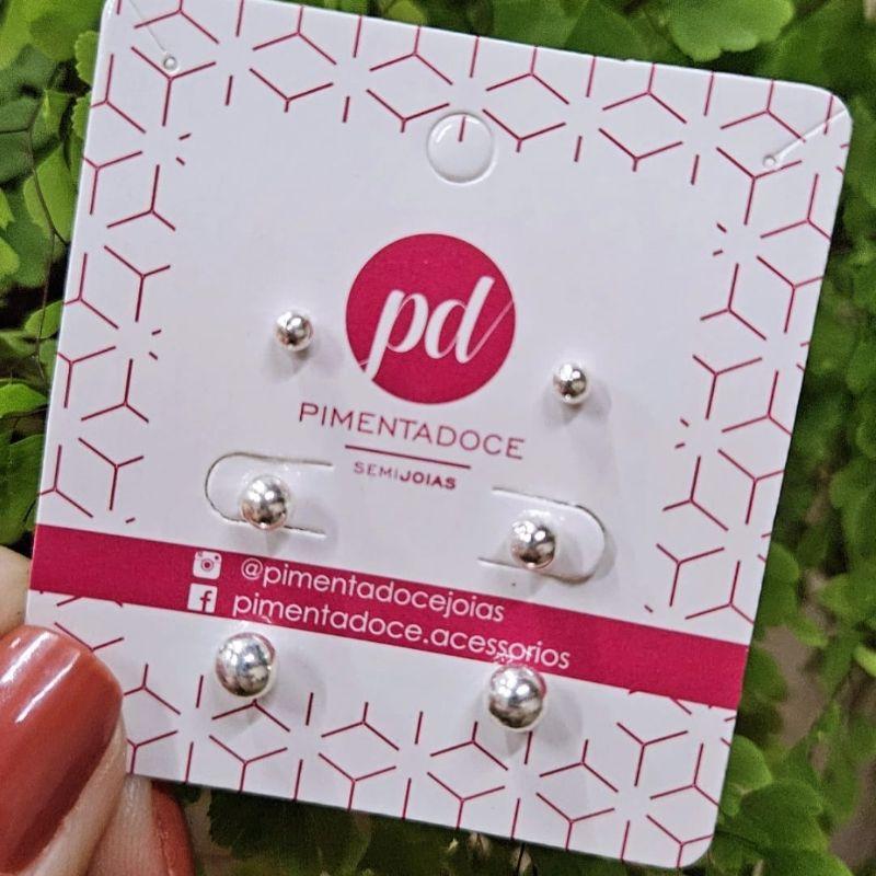 Brinco Trio Bolinhas Prata