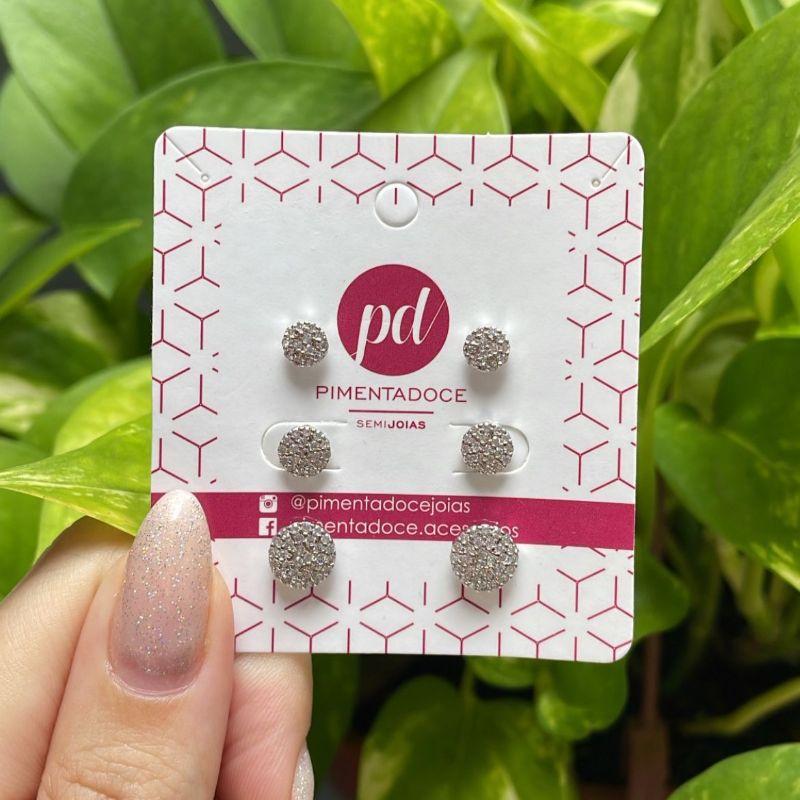 Brinco Trio Circulo Cravejado