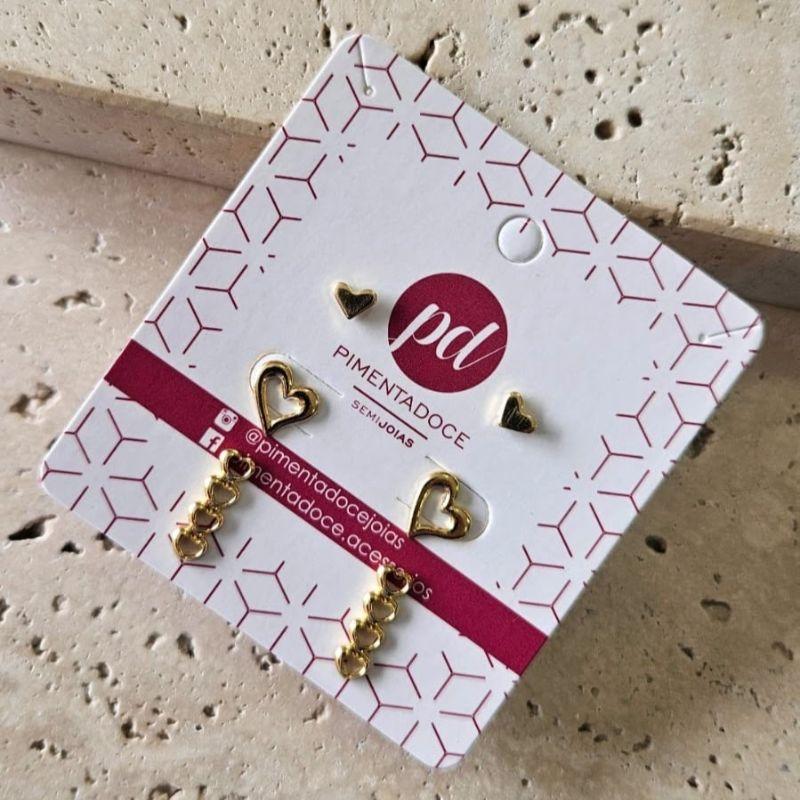 Brinco Trio Corações Diferentes