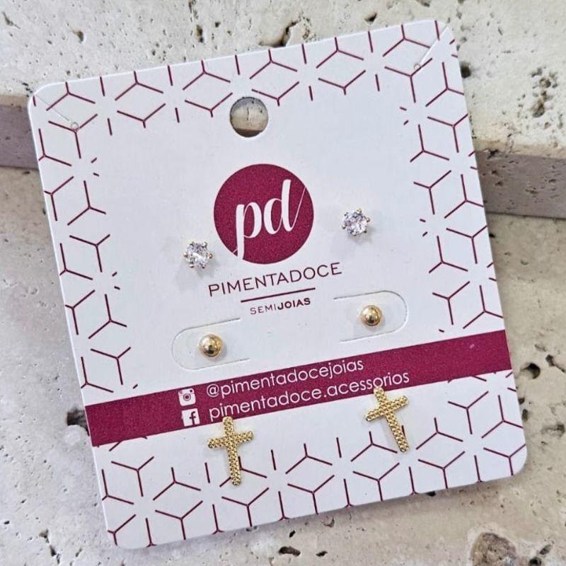 Brinco Trio Crucifixo