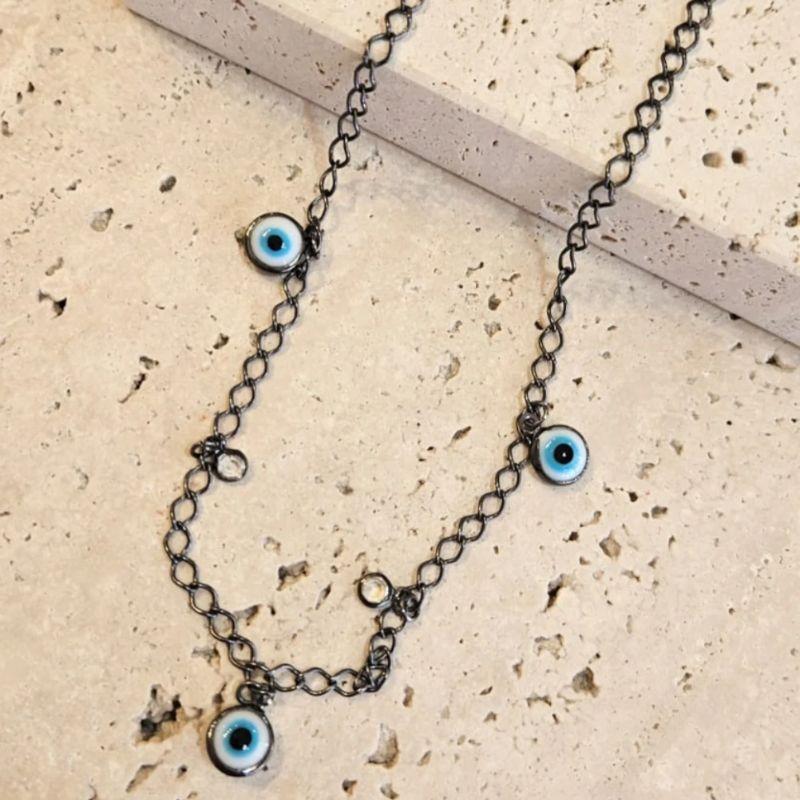 Choker Olho Grego e Ponto de Luz G