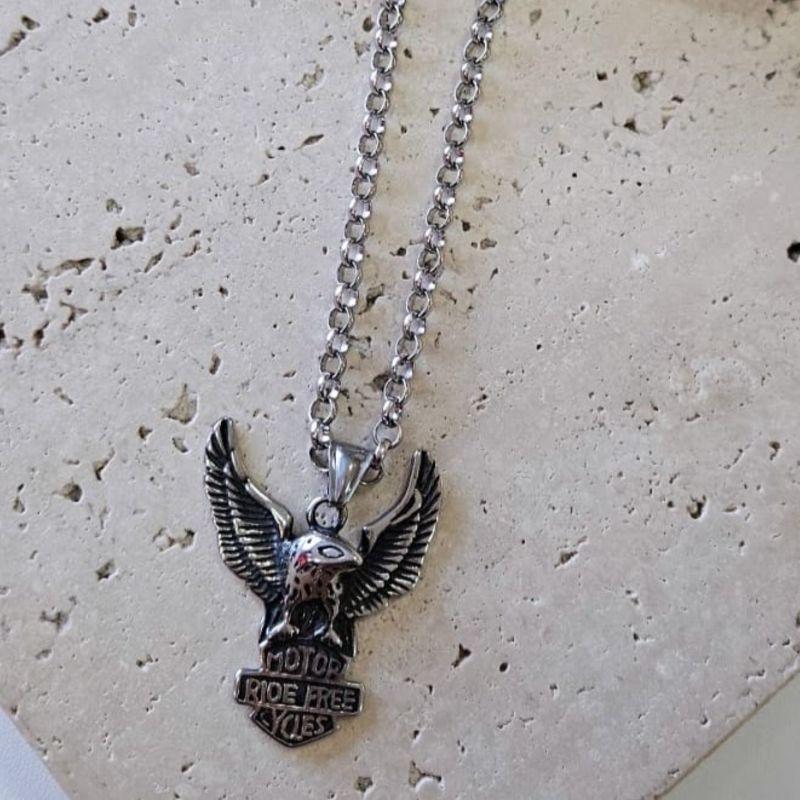 Colar Aguia Masculino 60cm Aço Inox