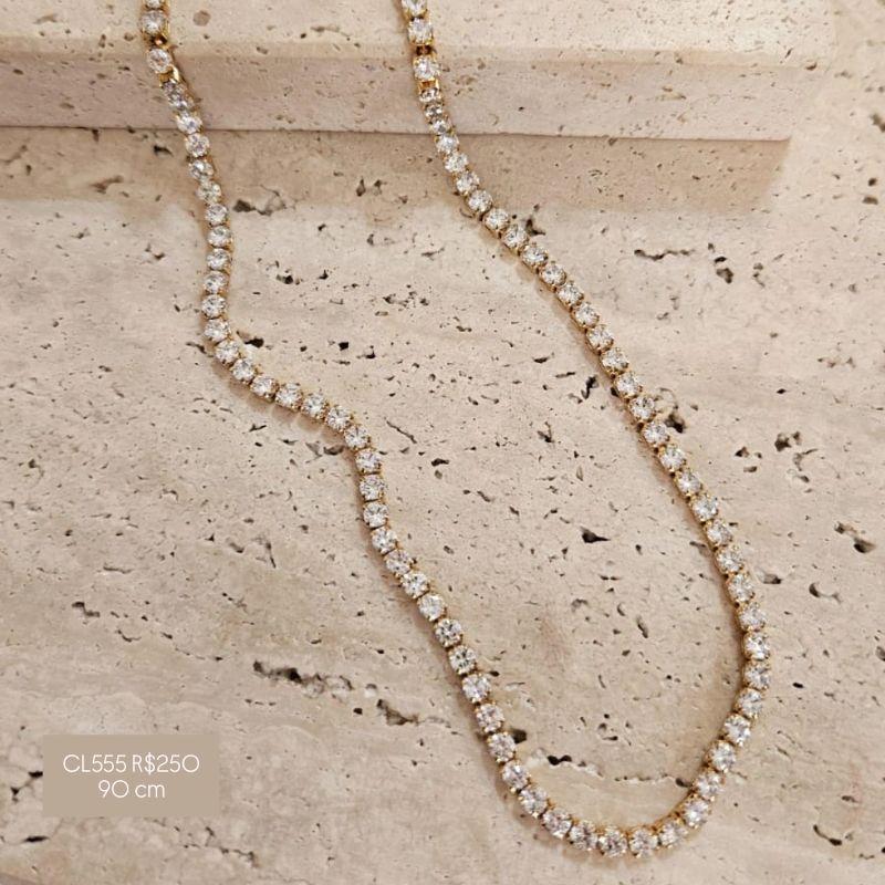 Colar Riviera Zircônia Cristal 90cm
