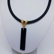 Conjunto Camurça Pedra Agata Preta 