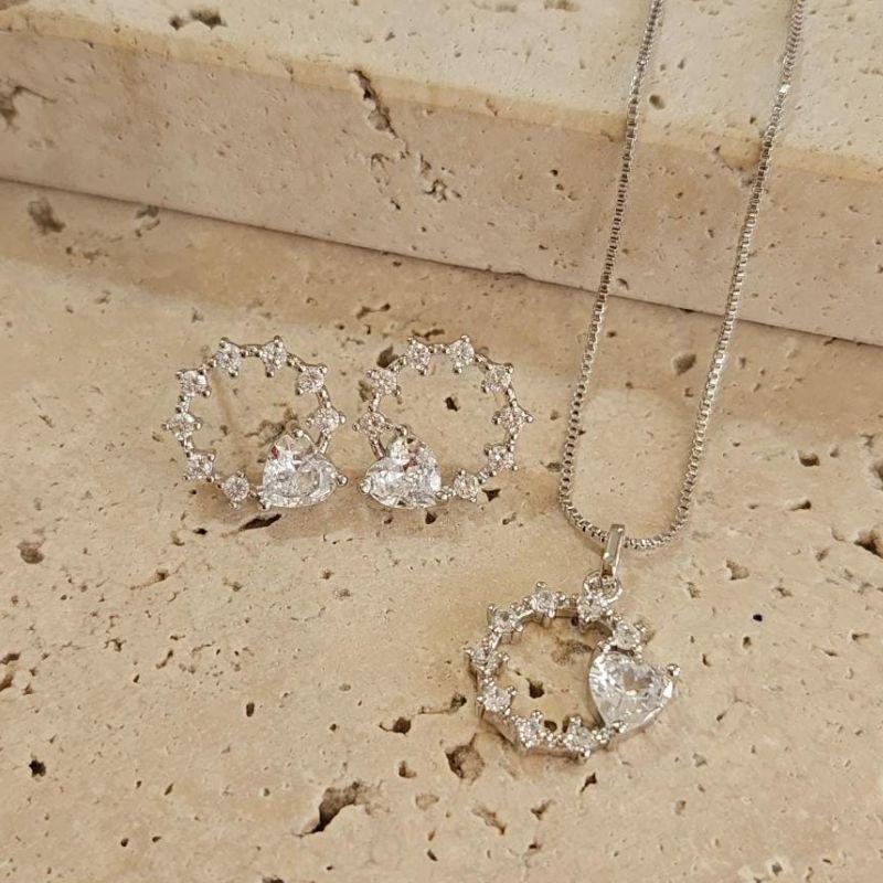 Conjunto Circulo com Coração Cristal 45cm