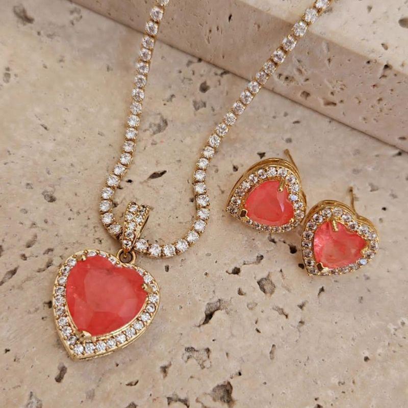 Conjunto Coração Corrente Riviera 50cm