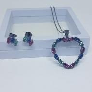 Conjunto Coração Cravejado Color G