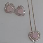Conjunto Coração Cravejado Esmeralda/Safira
