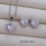 Conjunto Coração Pedra Cravejado Cristal