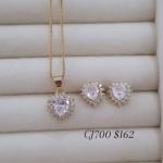 Conjunto Coração Pedra Cravejado Cristal