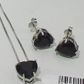 Conjunto Coração Pedra Natural