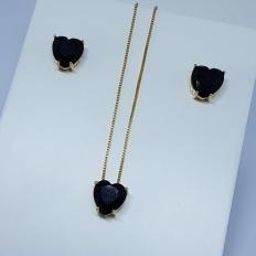 Conjunto Coração Pedra Natural