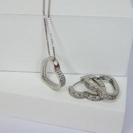 Conjunto Coração Vazado com Micro Zircônia na Lateral R