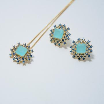 Conjunto Cristal Azul Claro Micro Zirconia