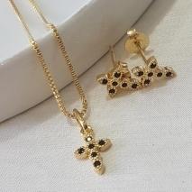  Conjunto Cruz com Pedras Mini
