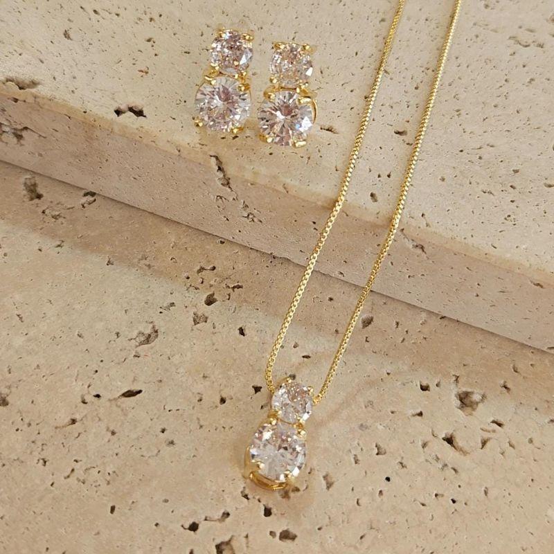 Conjunto Duas Pedras Cristal 45cm