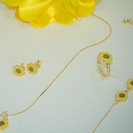 Conjunto Girassol 2 (brinco e anel)