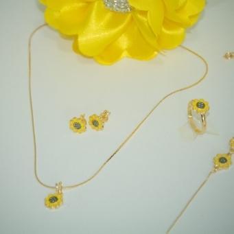 Conjunto Girassol 4 (Gargantilha e Anel)