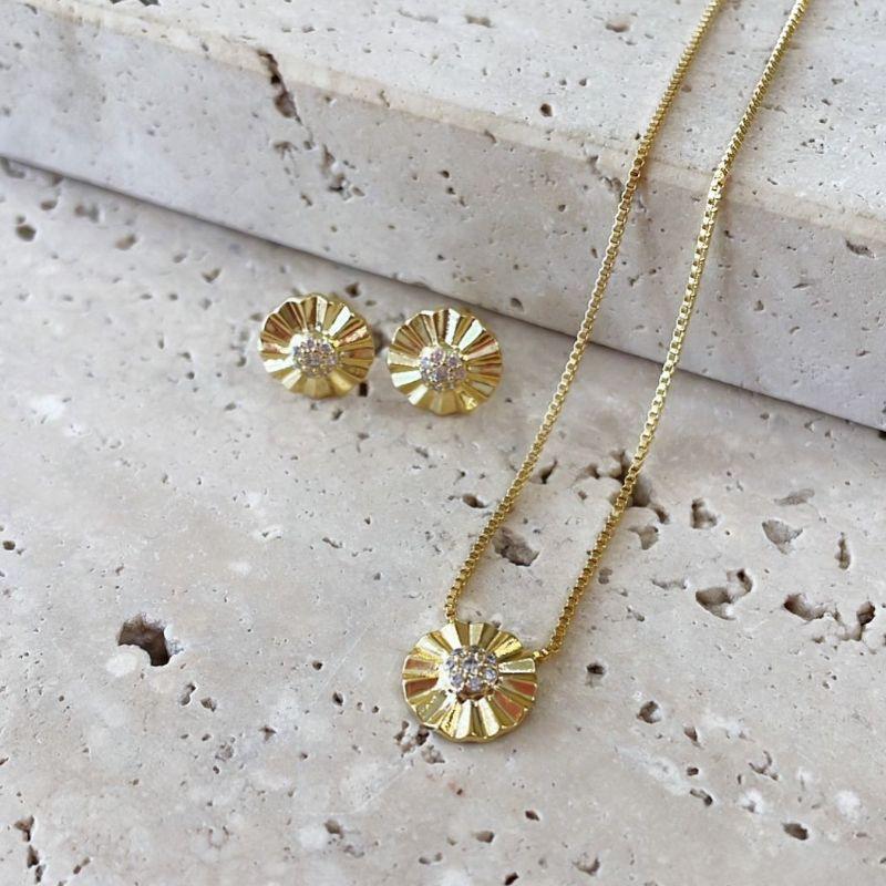 Conjunto Girassol Miolo Cravejado 40+5cm