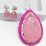 Conjunto Gota Base Esmaltada Fucsia