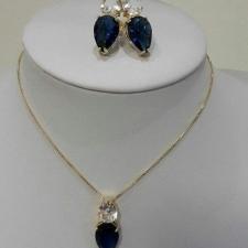 Conjunto Gota Dupla Safira e Zirconia 